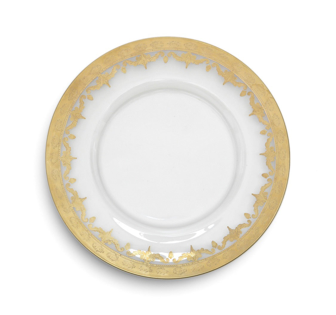 Plat en verre décoré d'or