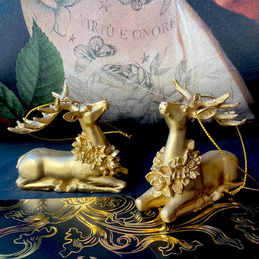 Décoration de sapin de Noël en forme de renne doré