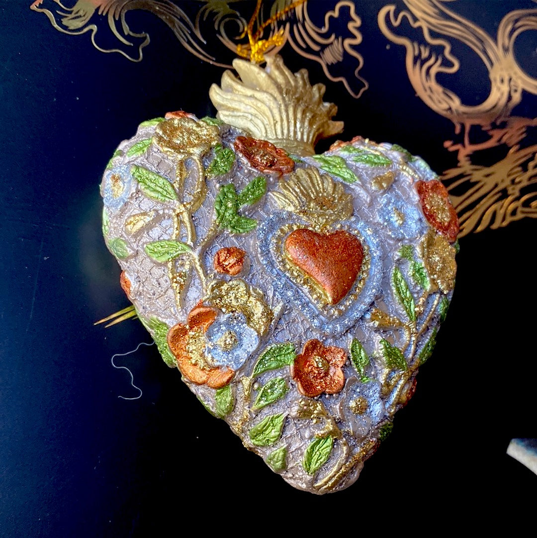 Cuore multicolore in resina decoro albero di natale