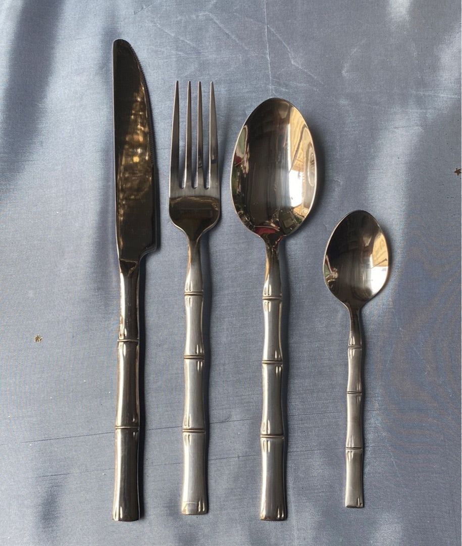 Bamboo model steel cutlery set