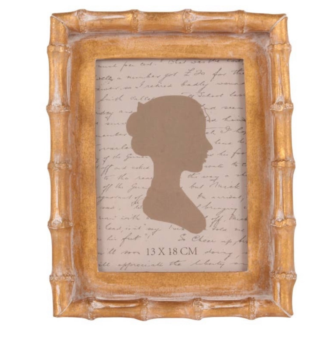 Grand cadre en bambou doré