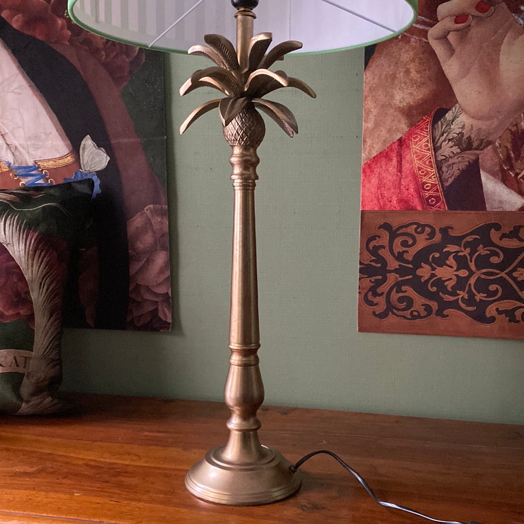 Lampada in ottone con paralume righe e palme