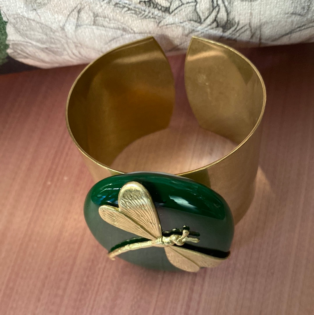 Bracciale con libellula placca dark jade Daniela Poletti ordinabile