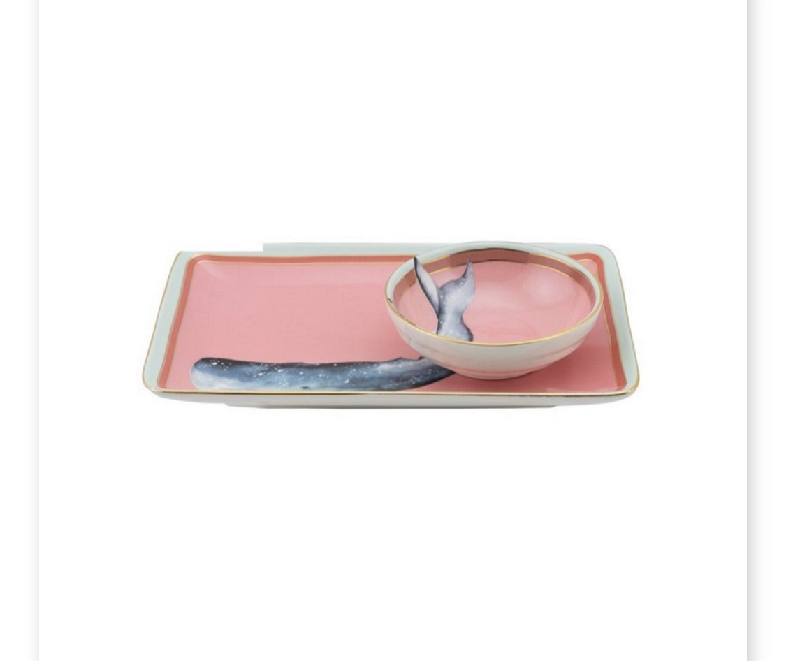 Set da sushi : due piatti due ciotole bacchette per due