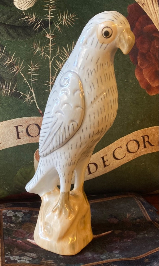 Pappagallo in ceramica bianco