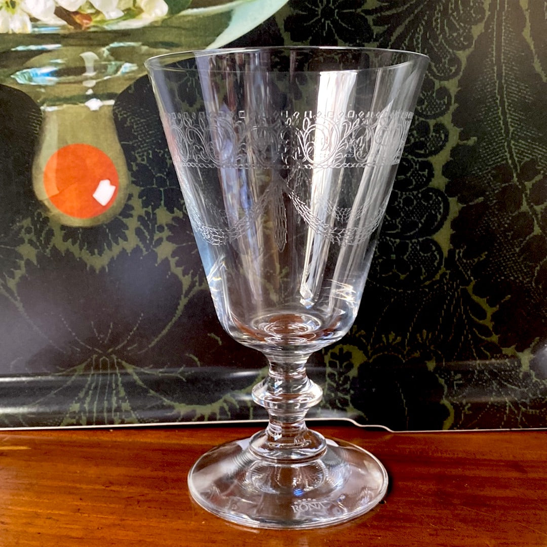 Six verres à eau pantographiés