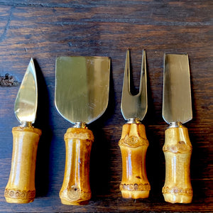Set 4 coltelli formaggio manico bambù