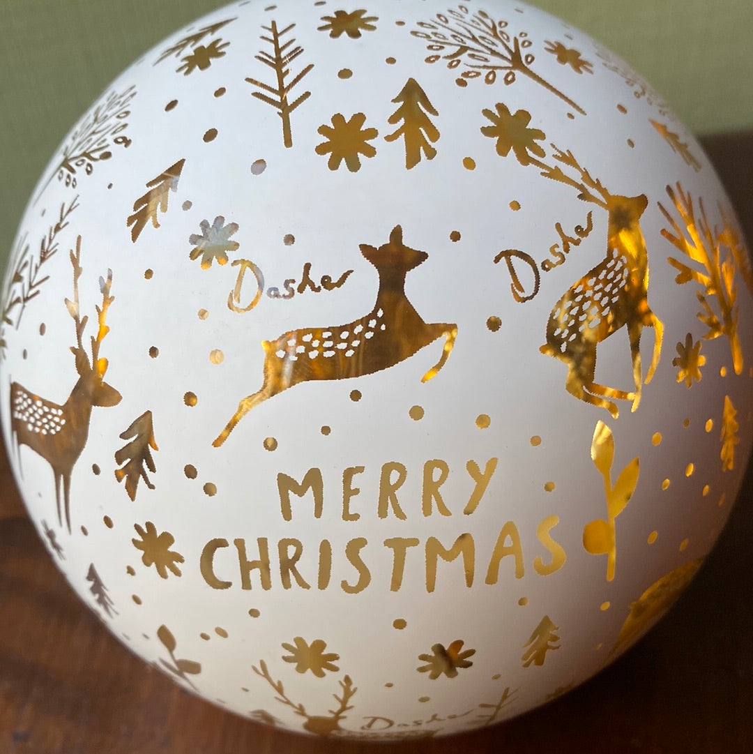 Sfera media Merry Christmas con luci