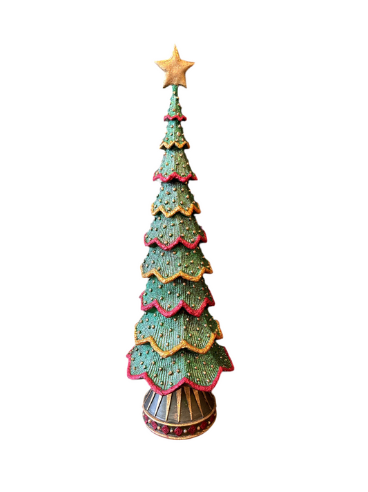 Albero di Natale in resina grande verde pallini e stella