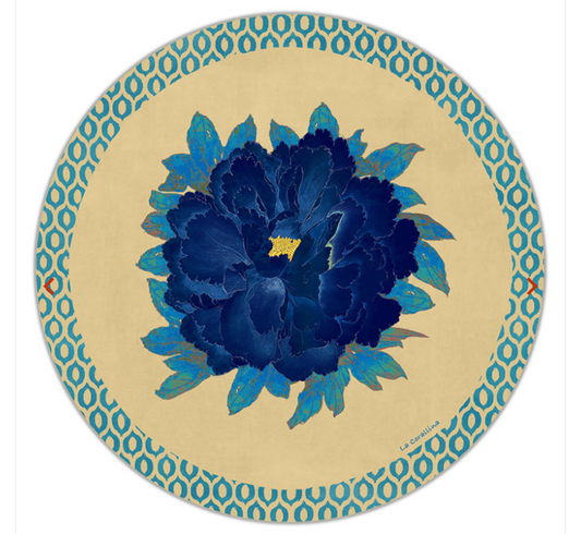 Sottopiatto Panarea Ikat fiore blu cm 34