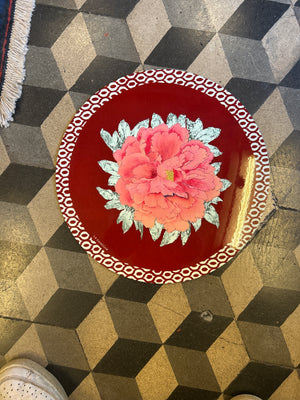 Sottopiatto Panarea Ikat fiore rosa su Bordeaux cm 34