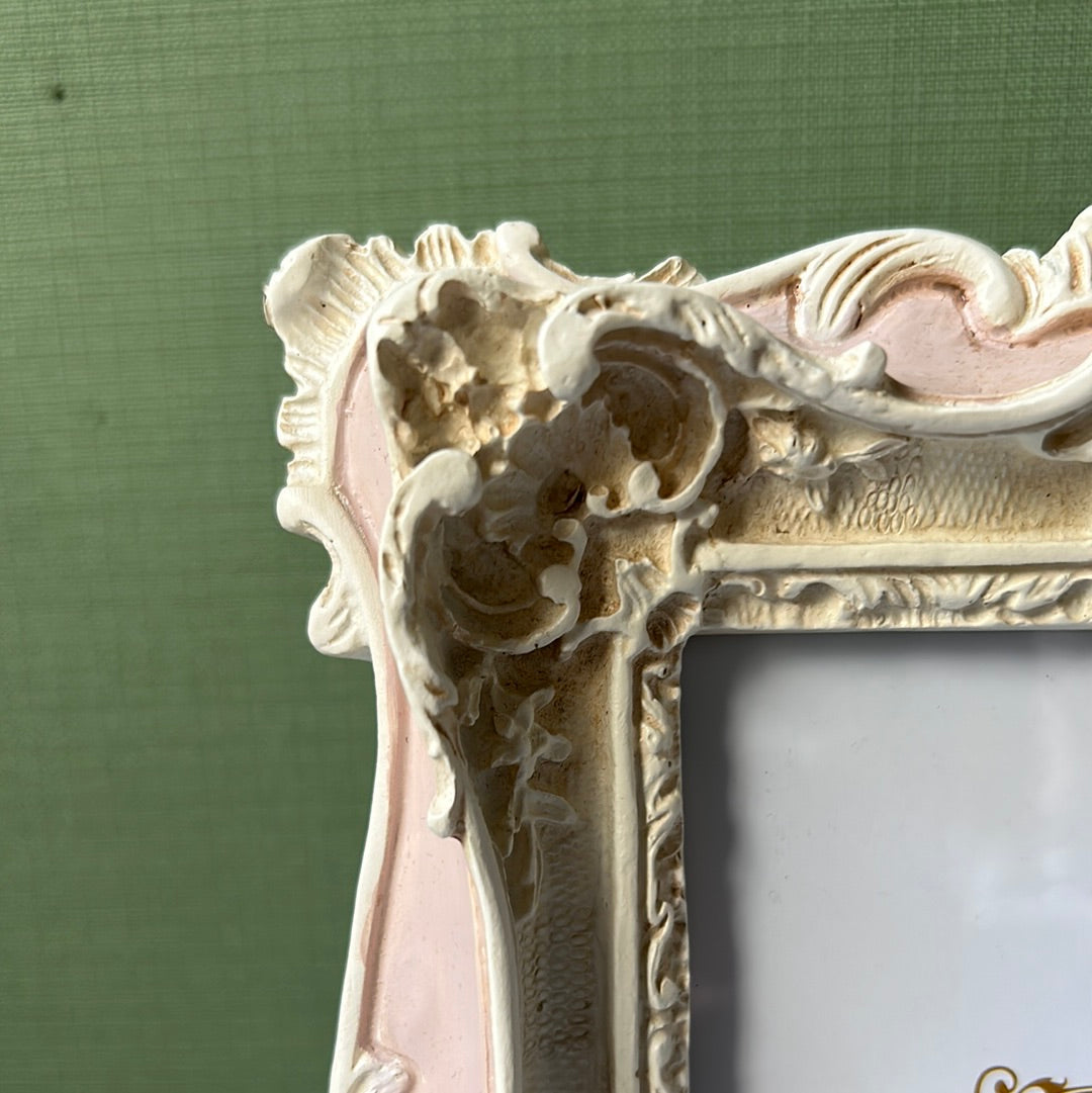 Baroque pink and cream photo frame