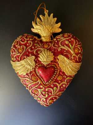 Cuore sacro da appendere rosso cm 14