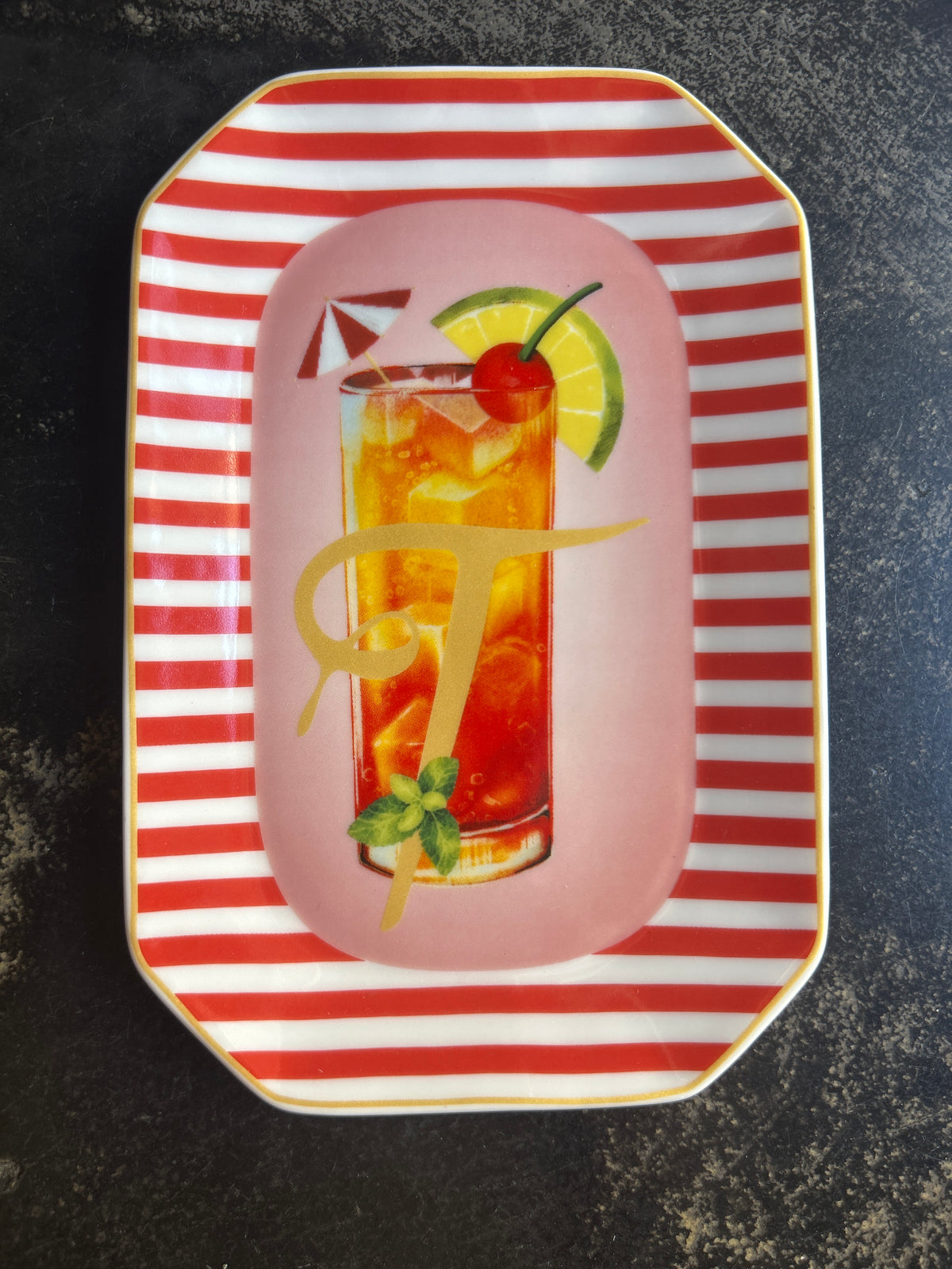 Vuotatasche portasalatini lettera T Tequila sunrise
