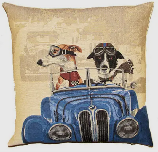 Copri cuscino decorativo cani da corsa blu