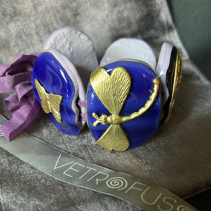 Bracciale ovale in vetro fuso di Murano cm 5 h Daniela Poletti ordinabile su Purple