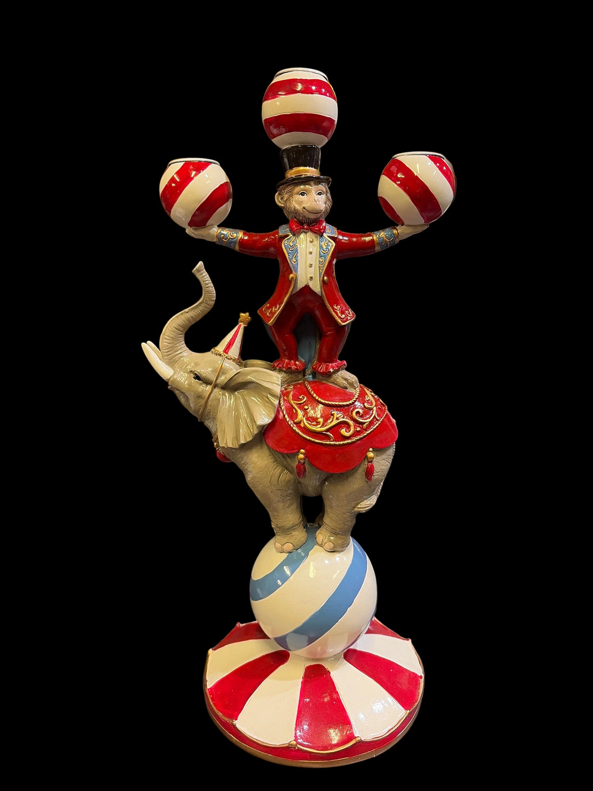 Candeliere  3 fiamme scimmia su elefante circo