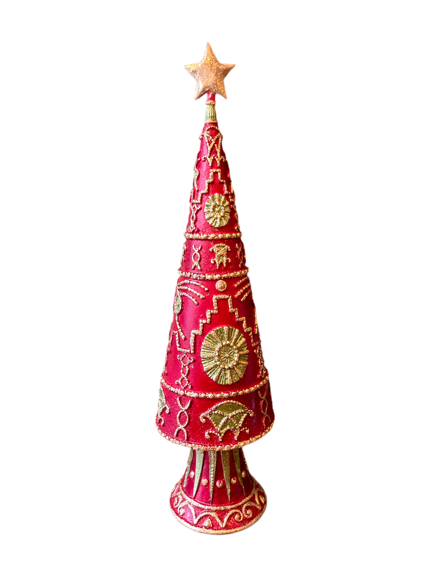 Albero di Natale in resina medio rosso geometrico