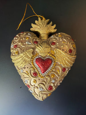 Cuore sacro da appendere rosa cm 14