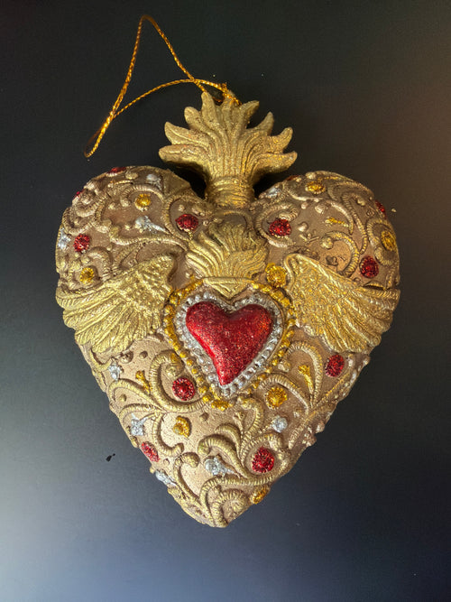 Cuore sacro da appendere rosa cm 14