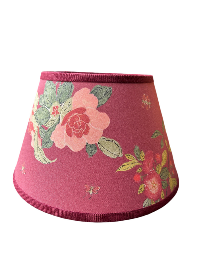 Paralume conico rose si fondo rosso cm 25