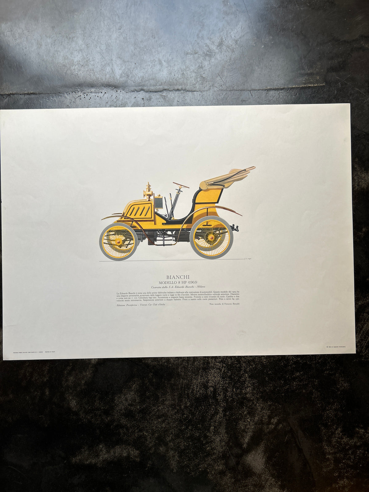 Stampa “Le automobili italiane “ Bianchi modello 8 HP ( 1903)