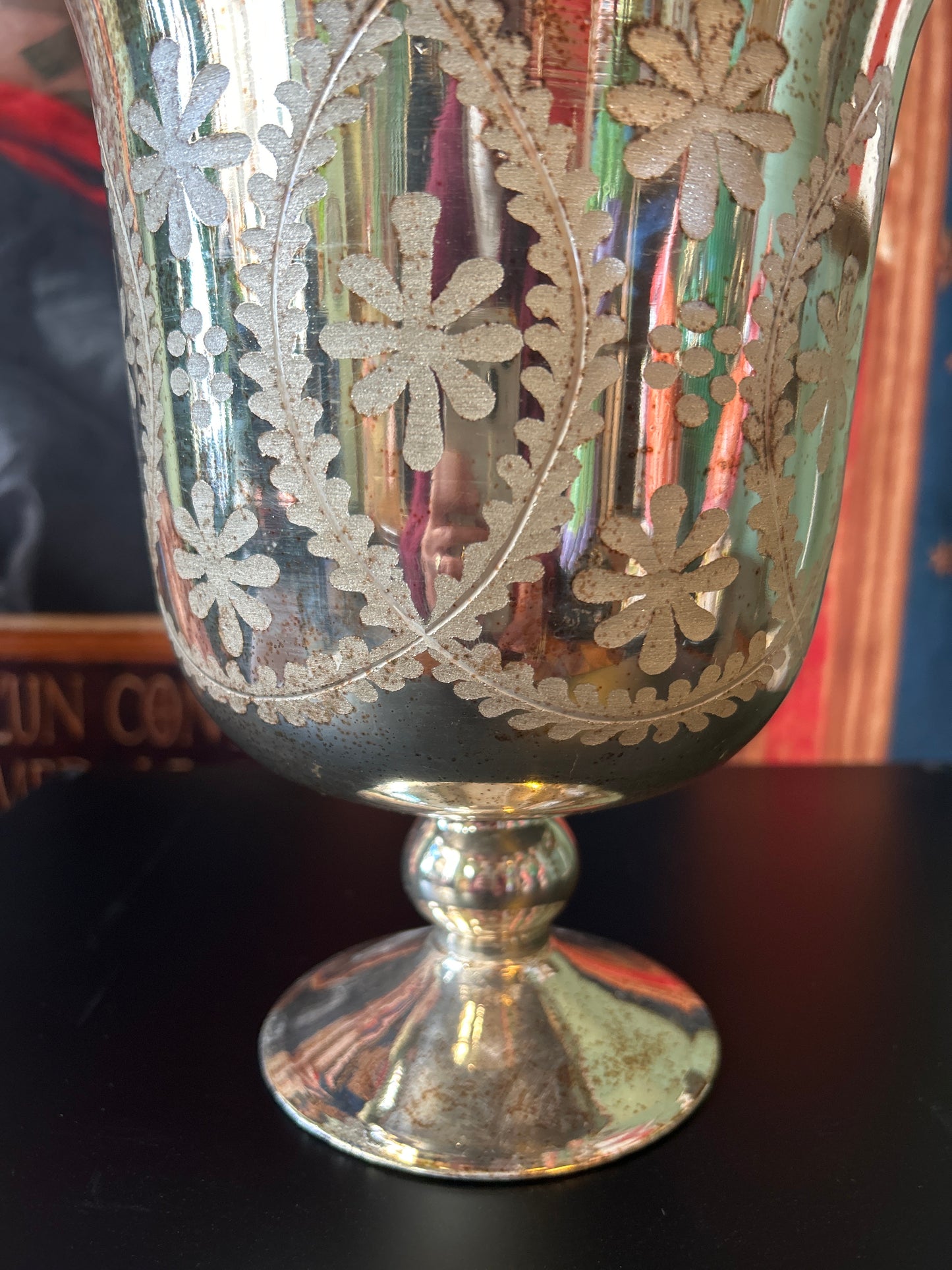 Vaso Vetro Oro con fiori