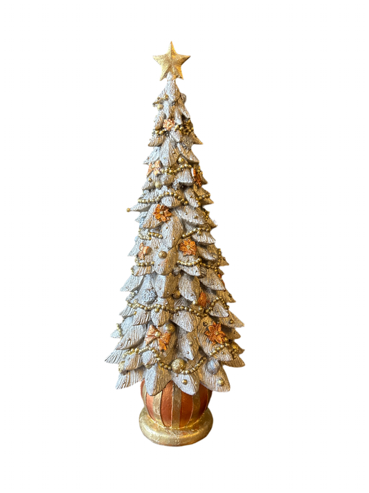 Albero di Natale argento e oro grande base righe