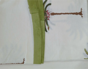 Tovaglia rotonda stampata a mano in India verde Palme