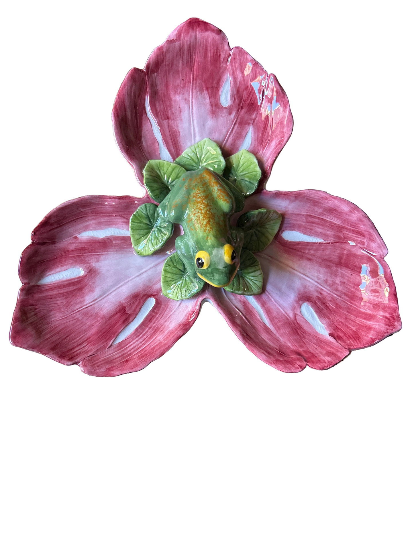 Centrotavola antipastiera 3 foglie con rana