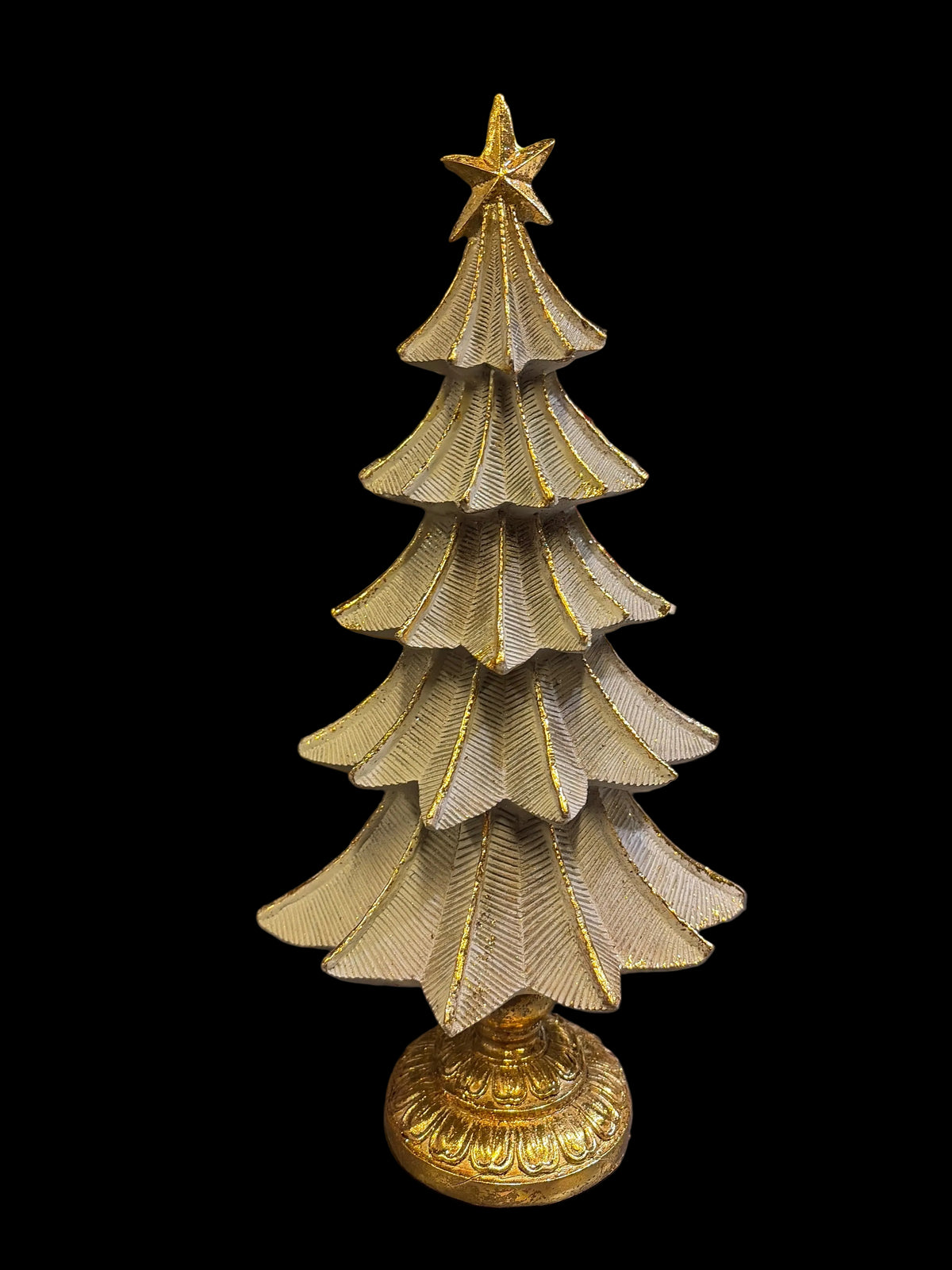Albero di Natale punte oro e tortora h cm36