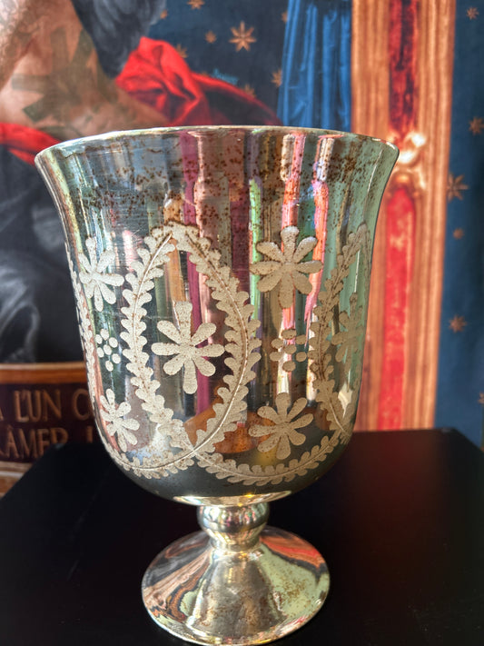 Vaso Vetro Oro con fiori