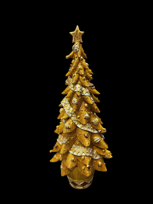 Albero di Natale oro medio fascia e stella h cm 36