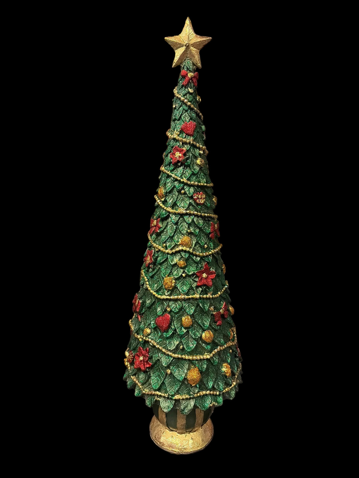 Albero di Natale verde grande cuori e stelle