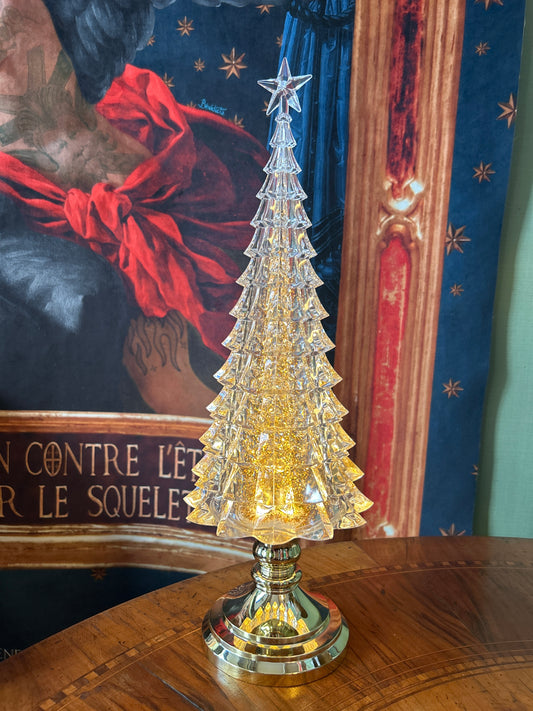 Albero di Natale Trasparente e Oro con Luci e musica