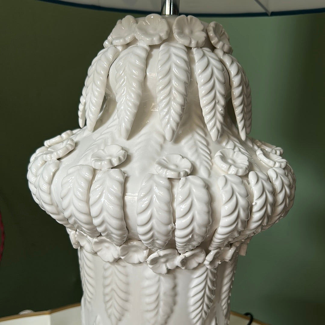 Henri ceramic lamp with Kingfisher lampshade