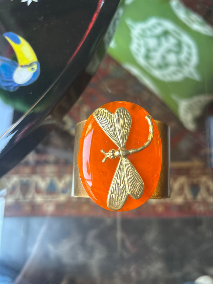 Bracciale gipsy con libellula Vetrofuso Daniela Poletti Marble Orange
