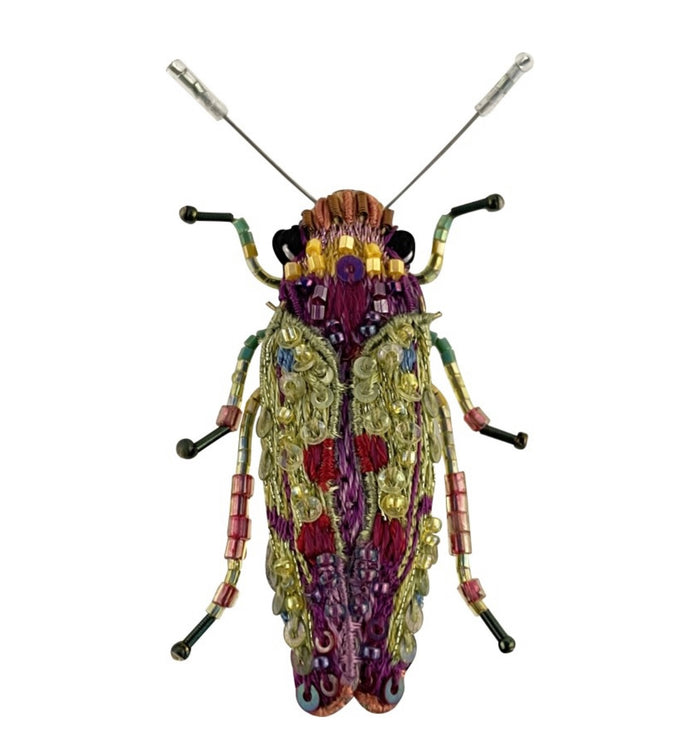 Spilla fatta a mano con perline Beetle verde Trovelore
