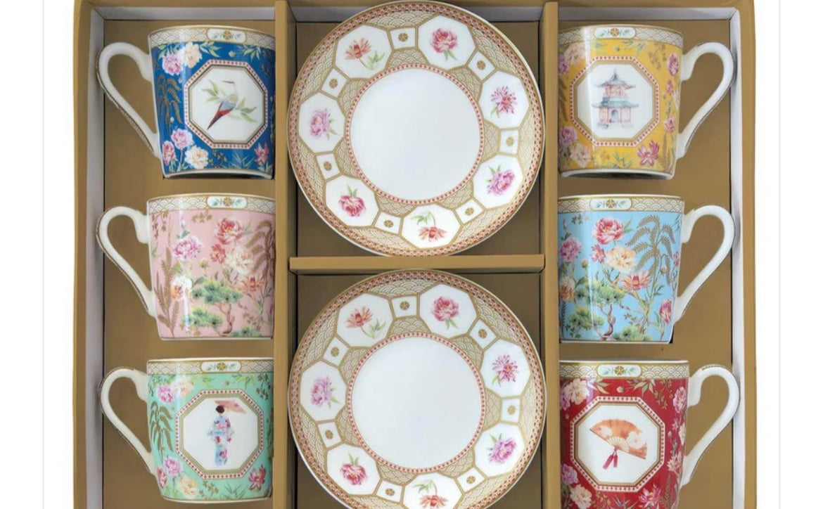 Set sei tazzine caffe’ Jardin d’ Orient con scatola regalo