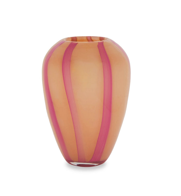 Vaso  righe rosa cipria in murano