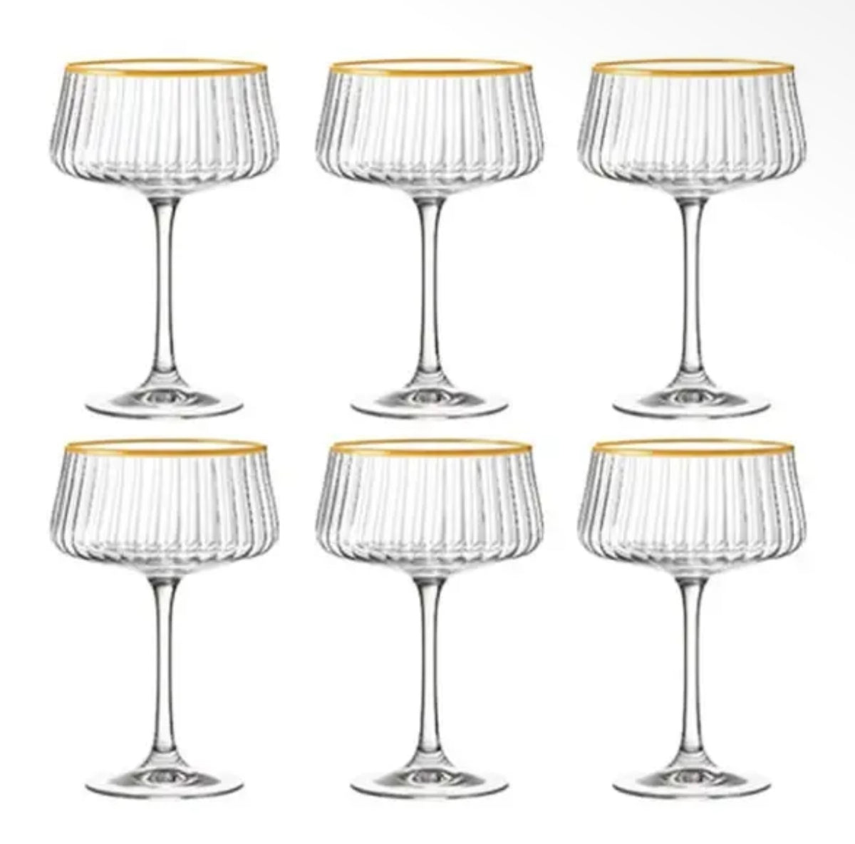 Set sei coppe da  champagne bordo oro