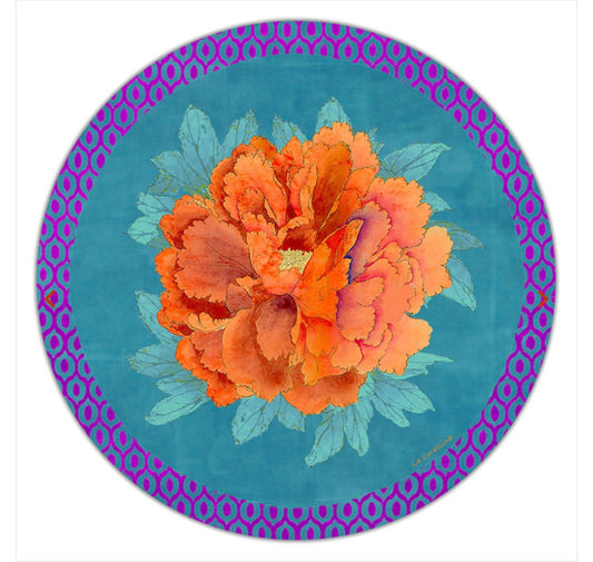 Sottopiatto Panarea ikat fiore arancio cm 34