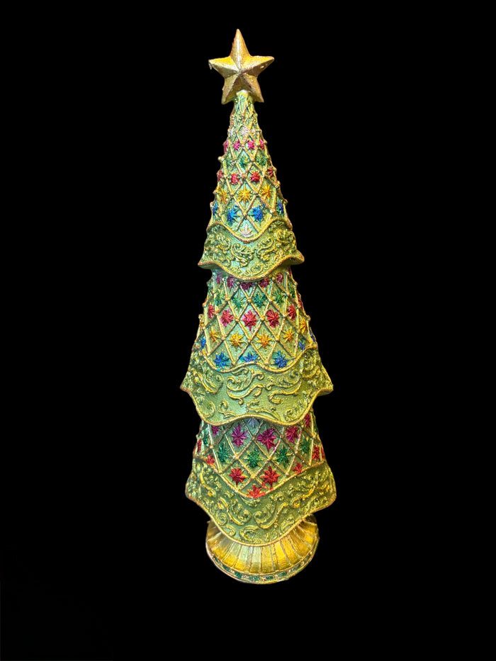 Albero di Natale grande giglio verde e oro cm 43