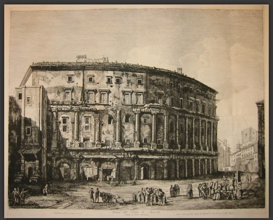 Stampa antica “Avanzi del Teatro di Marcello” Ottimo esemplare