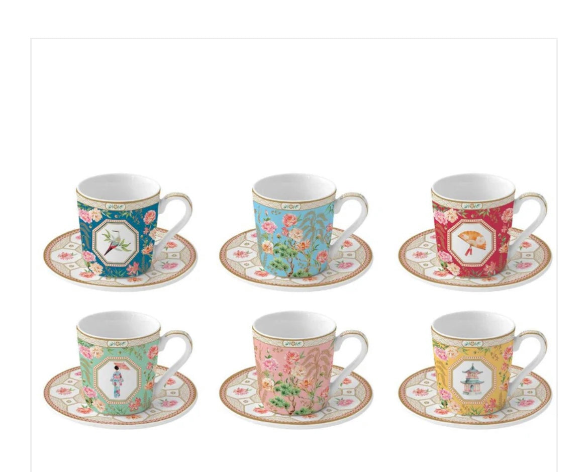 Set sei tazzine caffe’ Jardin d’ Orient con scatola regalo