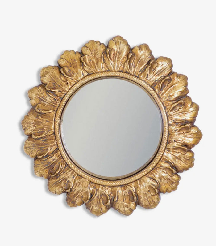 Specchio oro con foglie