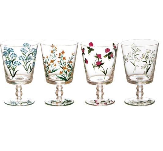Set 4 calici Flora dipinti a mano con scatola regalo