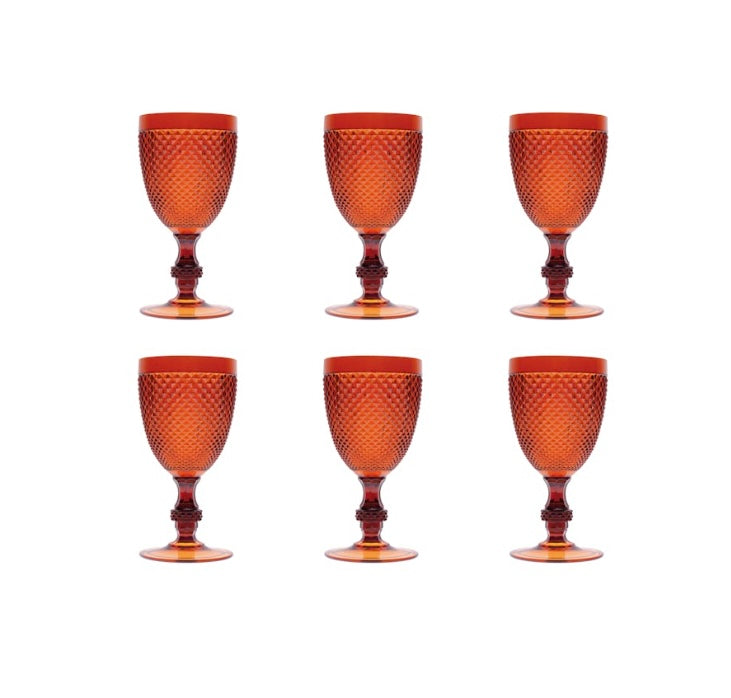 Bicchiere calice in plastica Diamond arancio, set di sei