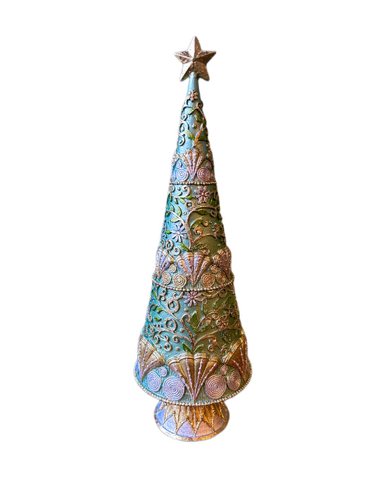 Medium aquamarine resin Christmas tree