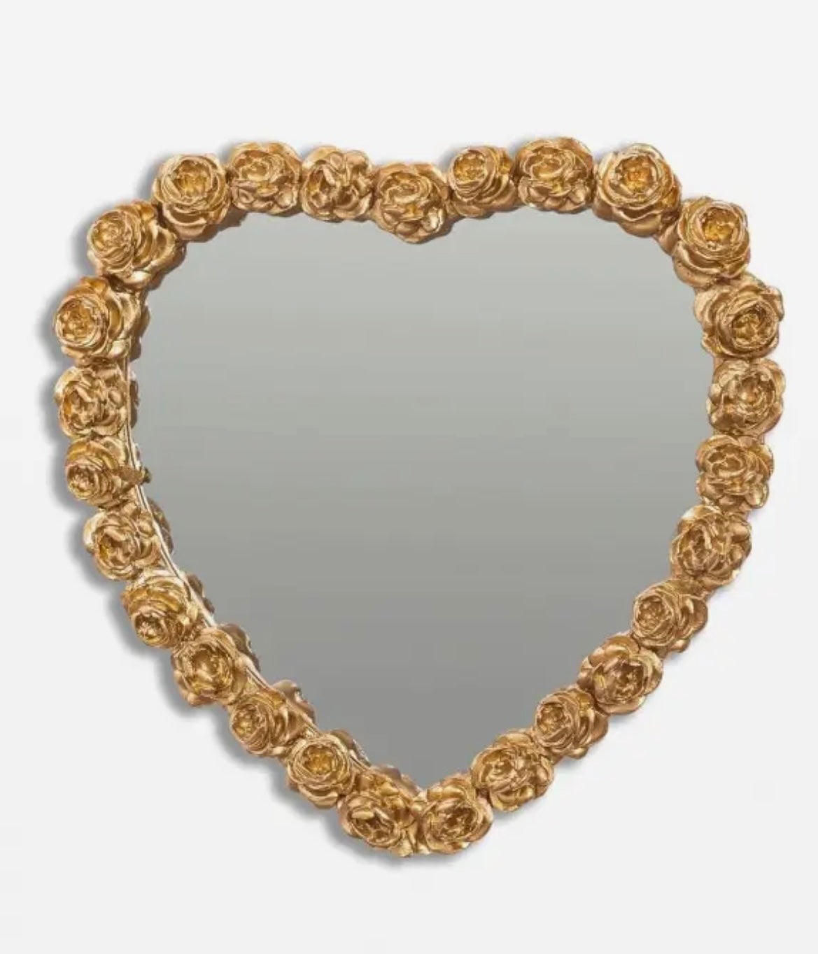 Specchio dorato cuore grande con rose
